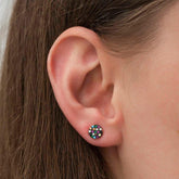 Boucle d'oreille cercle en argent avec pierres mélangées